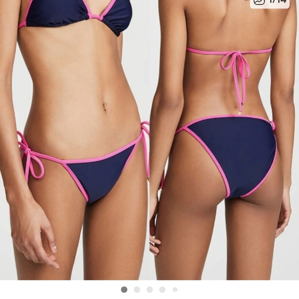 DVF Diane Von Furstenberg Navy Blue Manic Pink Kate Bikini Bottom Size XS Resort